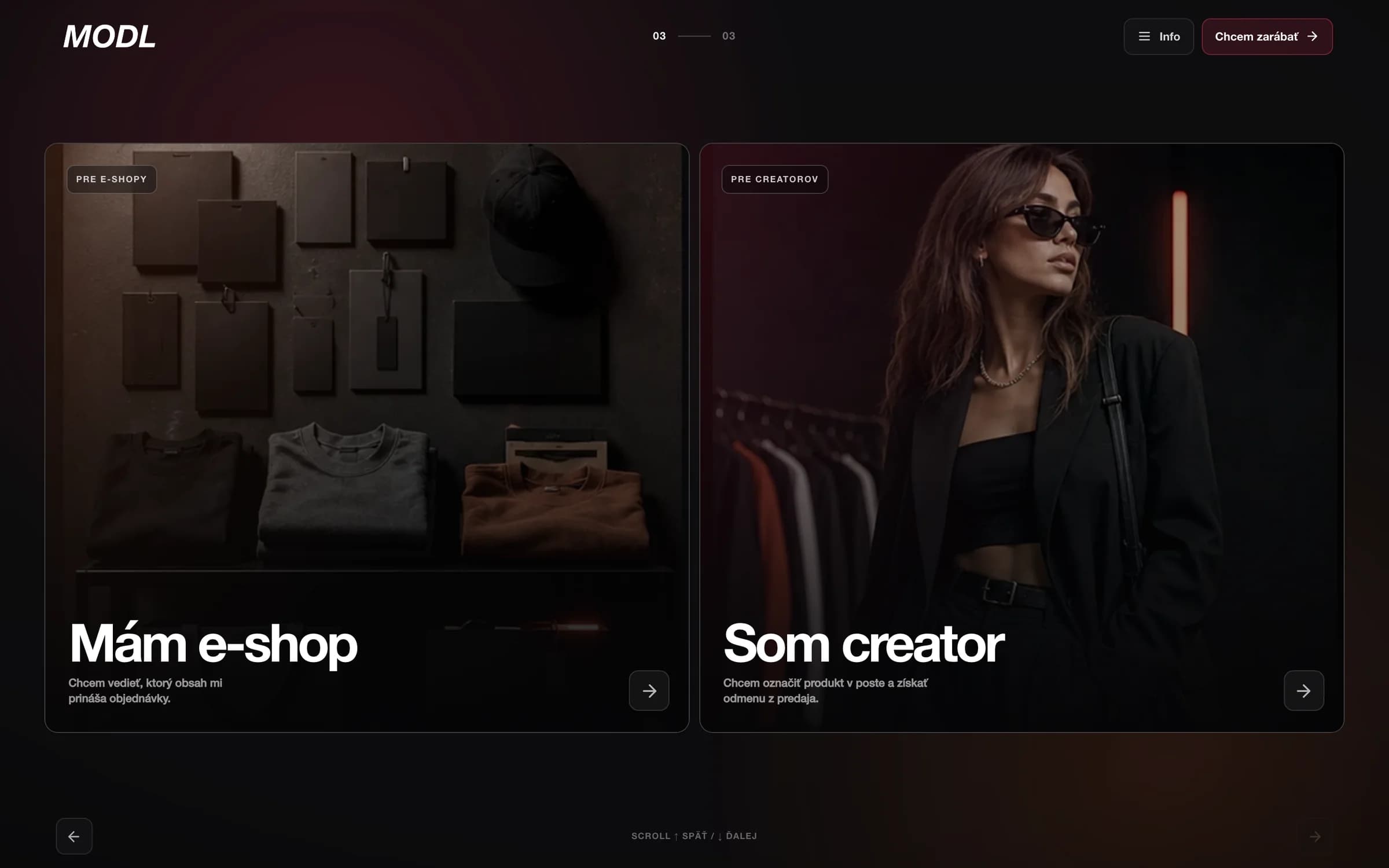 Vstupy na webe MODL pre e-shopy a creatorov
